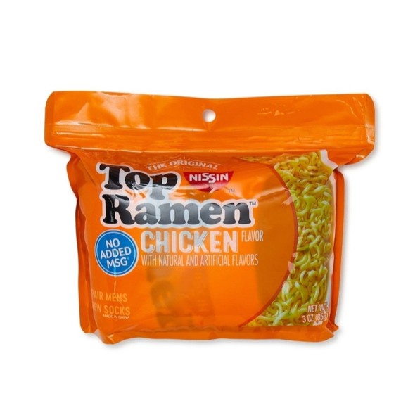 🌕 CLEARANCE TOP RAMEN CREW SOCKS 3 PACK NOVELTY PACKAGE FUN GIFT - Picture 1 of 7